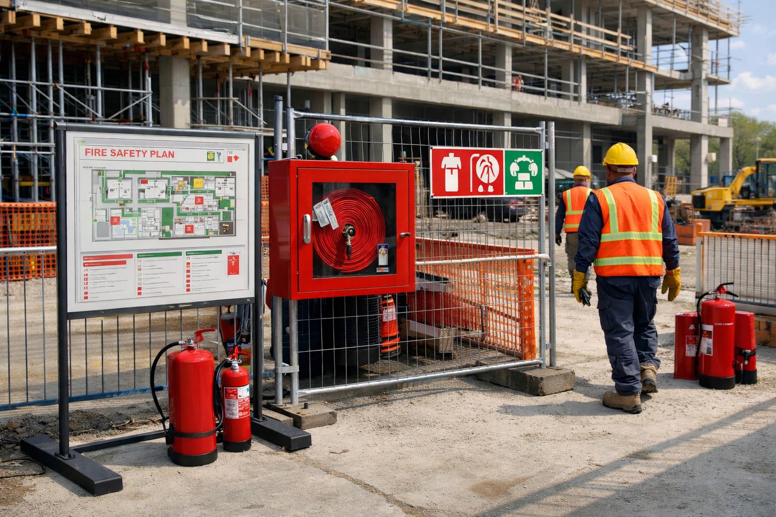 Fire safety on an active construction site in Qatar
